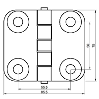 HINGE STAINLESS 75x85x6mm